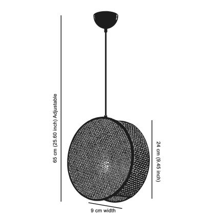 Hängeleuchte mit Kabel DRUM 1xE27/60W/230V grau/schwarz