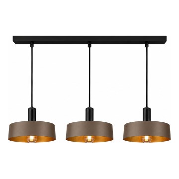 Hängeleuchte mit Kabel HAKI 3xE27/60W/230V braun/schwarz