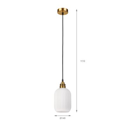 Hängeleuchte mit Kabel HECTOR 1xE27/15W/230V weiß/messing Ø 14 cm