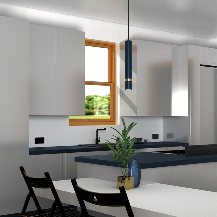 Hängeleuchte mit Kabel JOKER 1xGU10/25W/230V blau/gold