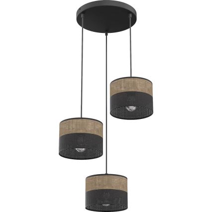 Hängeleuchte mit Kabel KARBON 3xE27/15W/230V schwarz/braun