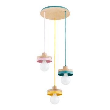 Hängeleuchte mit Kabel LARSO 3xE27/15W/230V mehrfarbig