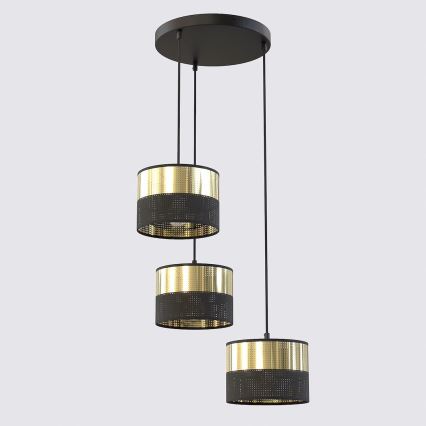 Hängeleuchte mit Kabel LUX 3xE27/15W/230V schwarz/gold