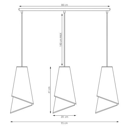 Hängeleuchte mit Kabel MODA 3xE27/15W/230V grau/schwarz