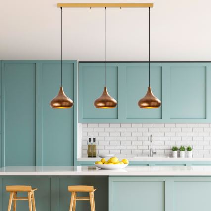 Hängeleuchte mit Kabel MUBA 3xE27/40W/230V, kupferfarben