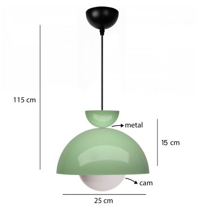 Hängeleuchte mit Kabel SALVA 1xE27/15W/230V grün
