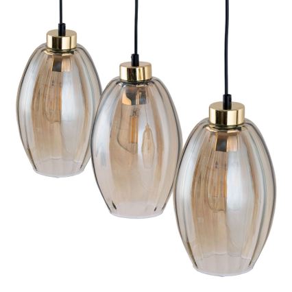 Hängeleuchte mit Kabel SEBO 3xE27/15W/230V schwarz/rauchiges Beige