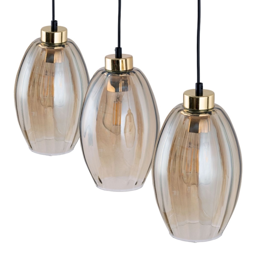Hängeleuchte mit Kabel SEBO 3xE27/15W/230V schwarz/rauchiges Beige