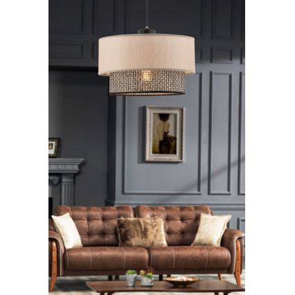 Hängeleuchte mit Kabelaufhängung ECHO 1xE27/60W/230V beige/grau