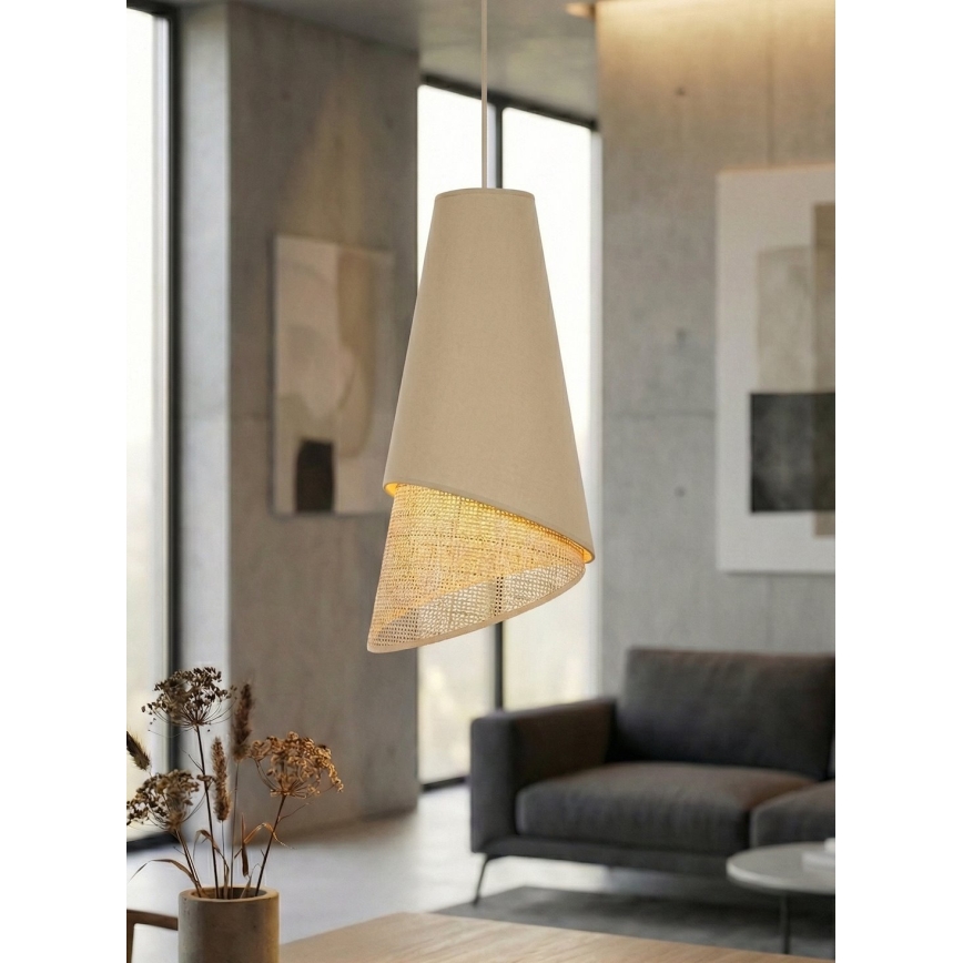 Hängeleuchte mit Kabelaufhängung MODA 1xE27/15W/230V beige/Rattan