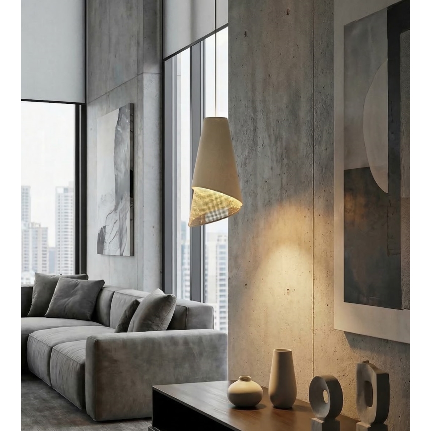 Hängeleuchte mit Kabelaufhängung MODA 1xE27/15W/230V beige/Rattan