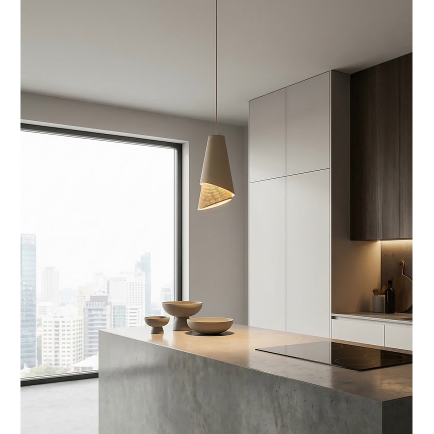 Hängeleuchte mit Kabelaufhängung MODA 1xE27/15W/230V beige/Rattan