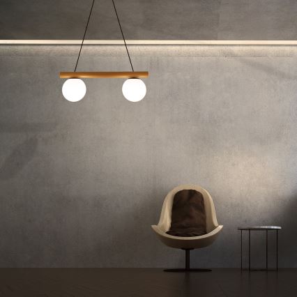 Hängeleuchte mit Kabelaufhängung WOODSTOCK 2xE27/15W/230V Holz/schwarz