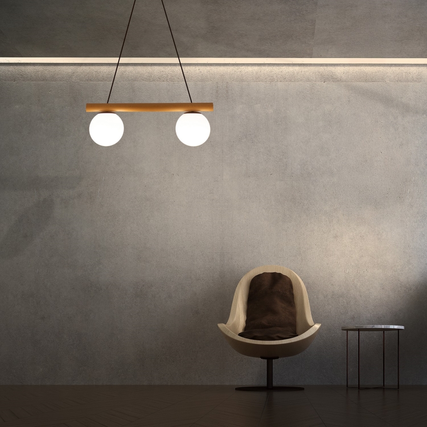 Hängeleuchte mit Kabelaufhängung WOODSTOCK 2xE27/15W/230V Holz/schwarz