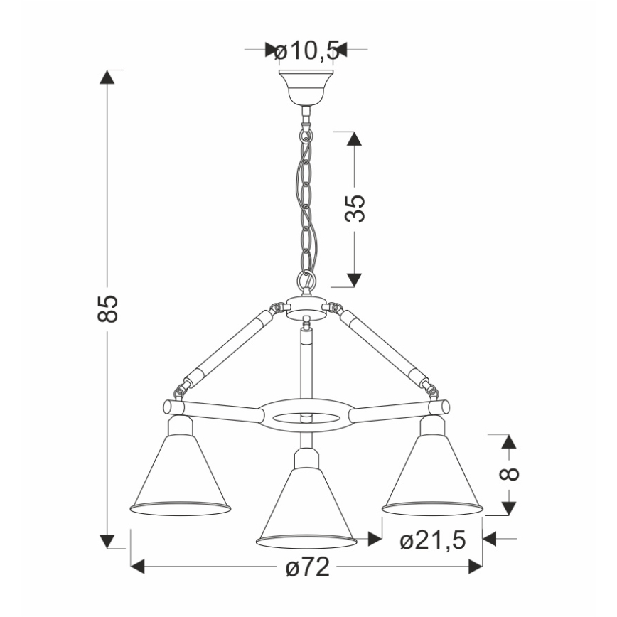 Hängeleuchte mit Kette NEGRU 3xE27/40W/230V schwarz/braun