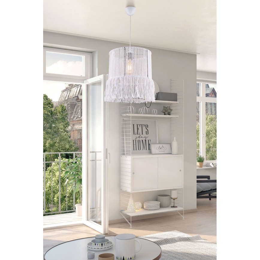 Hängeleuchte mit Makramee-Kordel NESS MACRAME 1xE27/40W/230V weiß