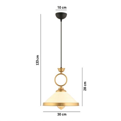 Hängeleuchte mit Seil MONZA 1xE27/40W/230V Ø 30 cm creme/bronze