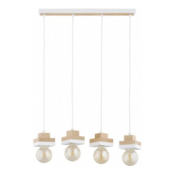 Hängeleuchte mit Seilaufhängung MIKO 4xE27/15W/230V weiß/beige