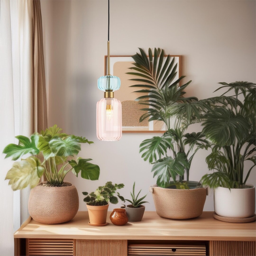 Hängeleuchte MOLLY 1xE14/40W/230V d 12 cm golden/rosa/blau