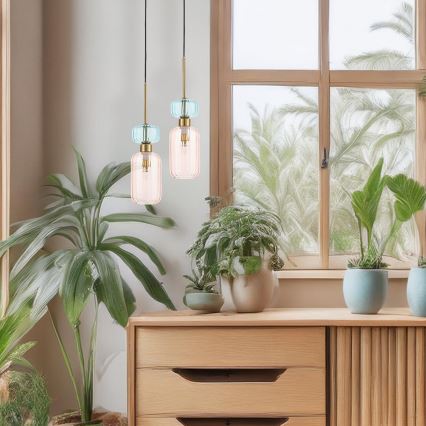 Hängeleuchte MOLLY 1xE14/40W/230V d 12 cm golden/rosa/blau