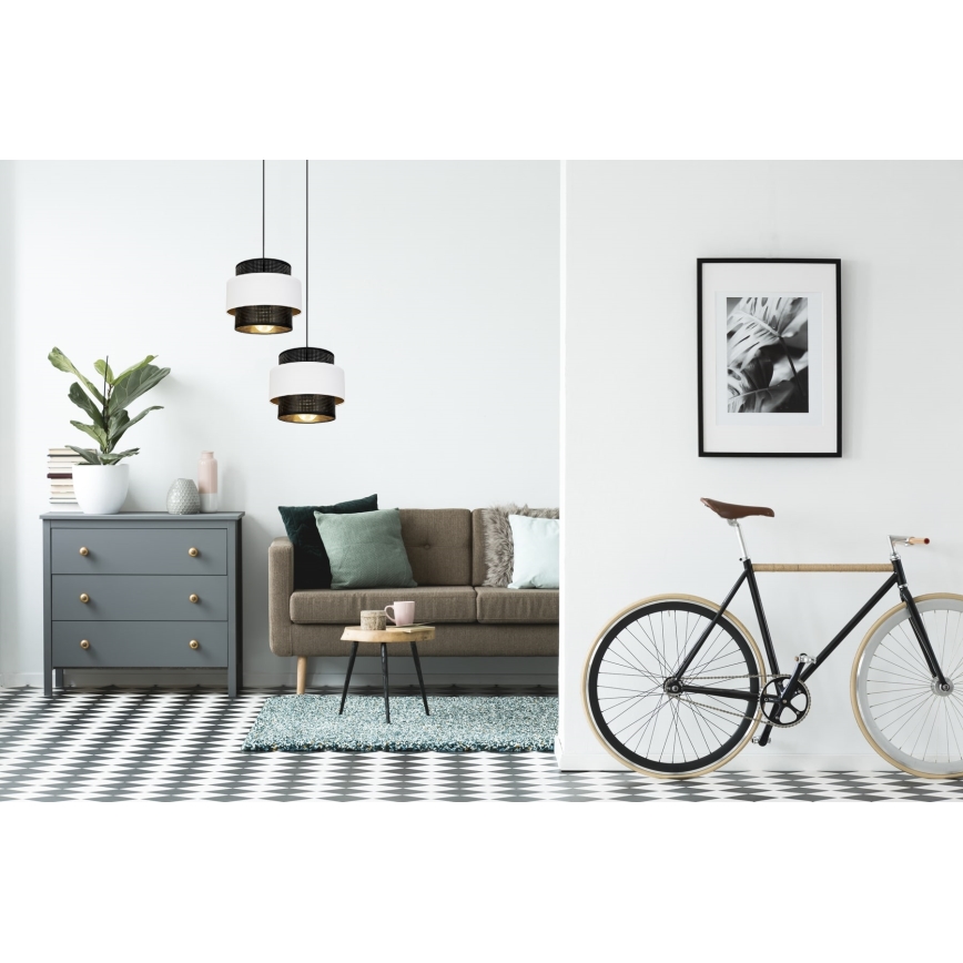 Hängeleuchte NESS 2xE27/60W/230V Durchschn. 30 cm schwarz/weiß