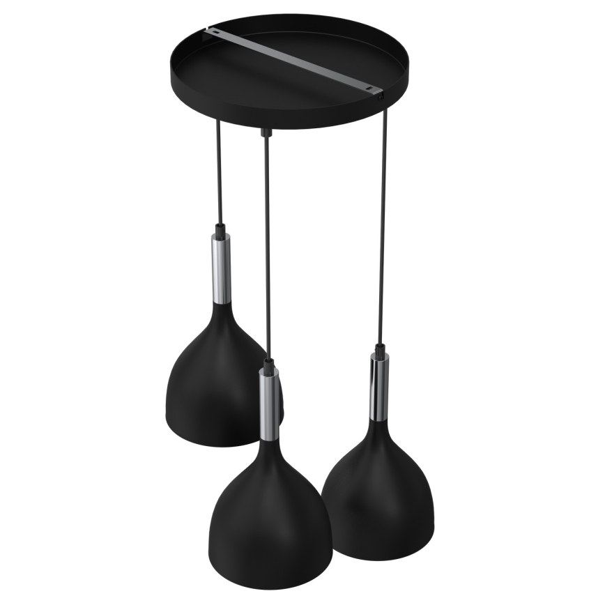 Hängeleuchte NOAK 3xE27/15W/230V schwarz/glänzendes Chrom
