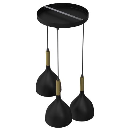 Hängeleuchte NOAK 3xE27/15W/230V schwarz/golden