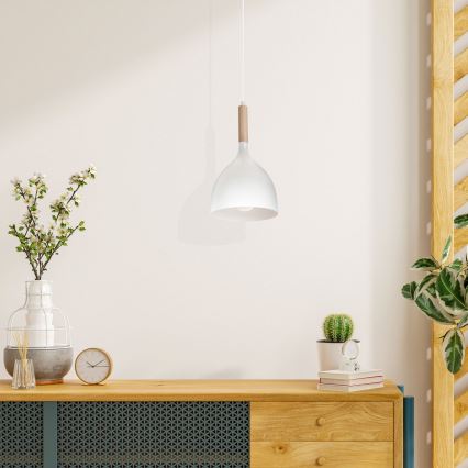 Hängeleuchte NOAK WOOD 1xE27/15W/230V weiß/Buche
