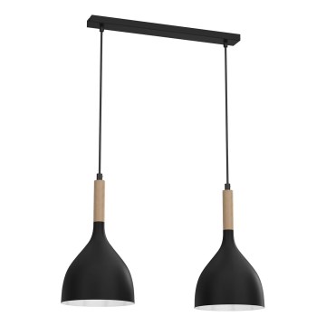 Hängeleuchte NOAK WOOD 2xE27/15W/230V schwarz/Buche