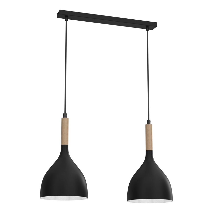 Hängeleuchte NOAK WOOD 2xE27/15W/230V schwarz/Buche
