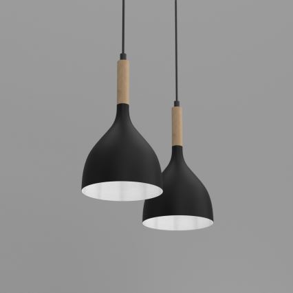 Hängeleuchte NOAK WOOD 2xE27/15W/230V schwarz/Buche