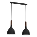 Hängeleuchte NOAK WOOD 2xE27/15W/230V schwarz/Buche