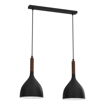 Hängeleuchte NOAK WOOD 2xE27/15W/230V schwarz/Buche