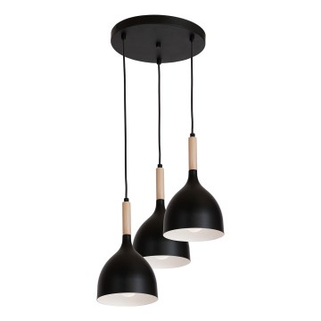Hängeleuchte NOAK WOOD 3xE27/15W/230V schwarz/Buche