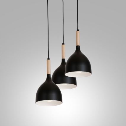 Hängeleuchte NOAK WOOD 3xE27/15W/230V schwarz/Buche