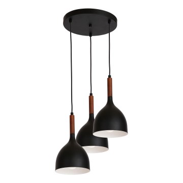 Hängeleuchte NOAK WOOD 3xE27/15W/230V schwarz/Buche