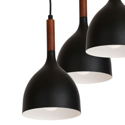 Hängeleuchte NOAK WOOD 3xE27/15W/230V schwarz/Buche