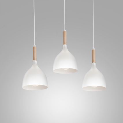 Hängeleuchte NOAK WOOD 3xE27/15W/230V weiß/Buche