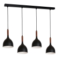 Hängeleuchte NOAK WOOD 4xE27/15W/230V schwarz/Buche