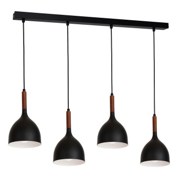 Hängeleuchte NOAK WOOD 4xE27/15W/230V schwarz/Buche
