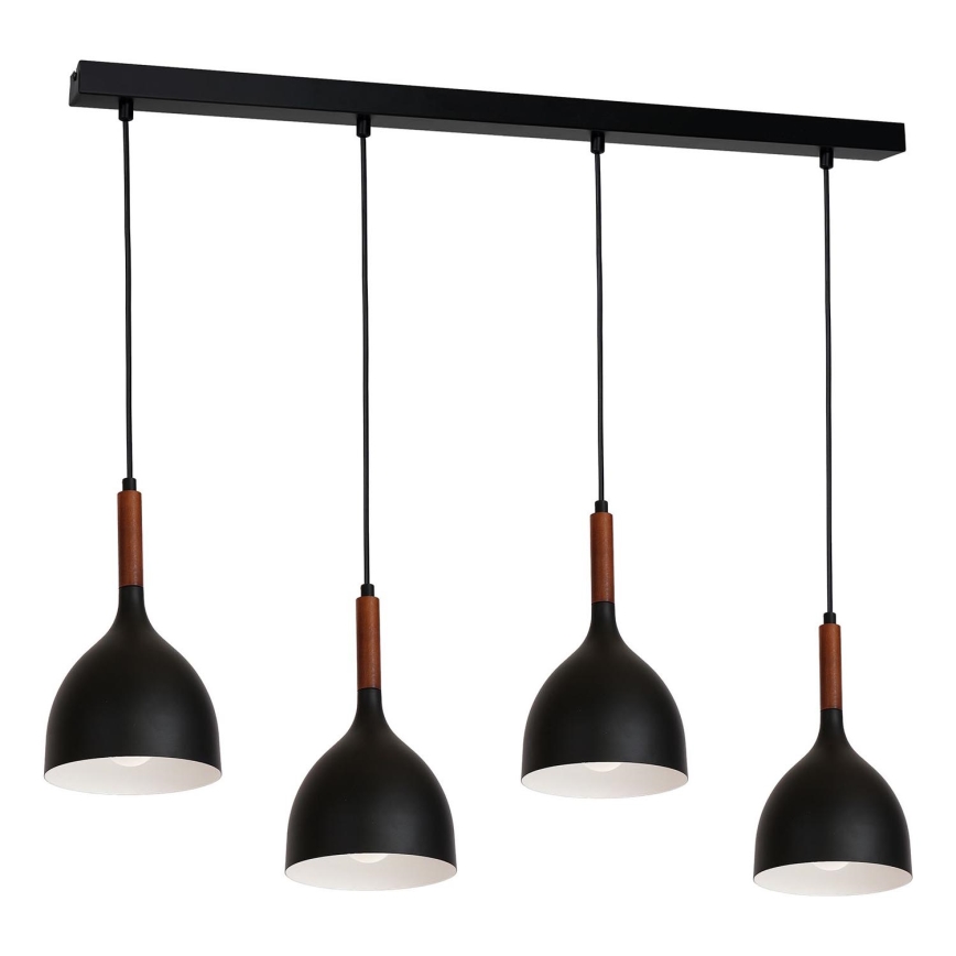 Hängeleuchte NOAK WOOD 4xE27/15W/230V schwarz/Buche