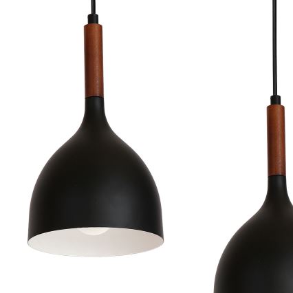 Hängeleuchte NOAK WOOD 4xE27/15W/230V schwarz/Buche