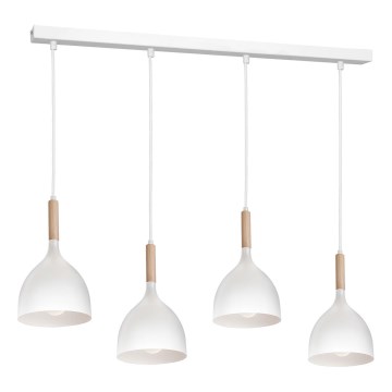 Hängeleuchte NOAK WOOD 4xE27/15W/230V weiß/Buche