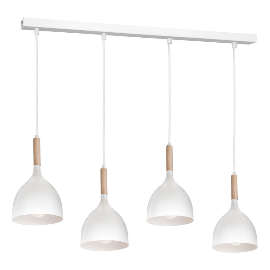 Hängeleuchte NOAK WOOD 4xE27/15W/230V weiß/Buche