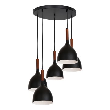 Hängeleuchte NOAK WOOD 5xE27/15W/230V schwarz/Buche