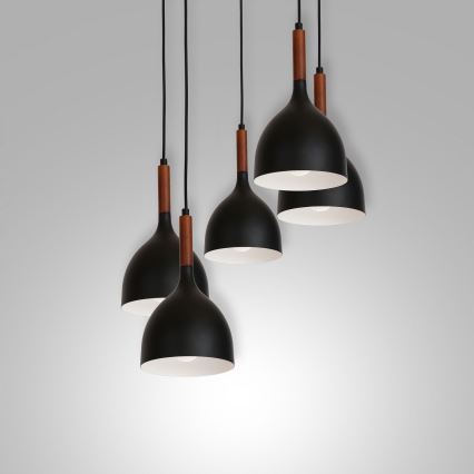 Hängeleuchte NOAK WOOD 5xE27/15W/230V schwarz/Buche