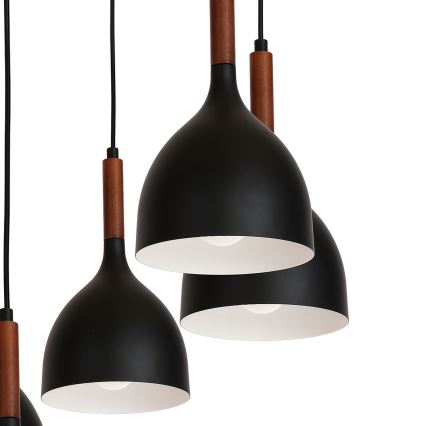 Hängeleuchte NOAK WOOD 5xE27/15W/230V schwarz/Buche