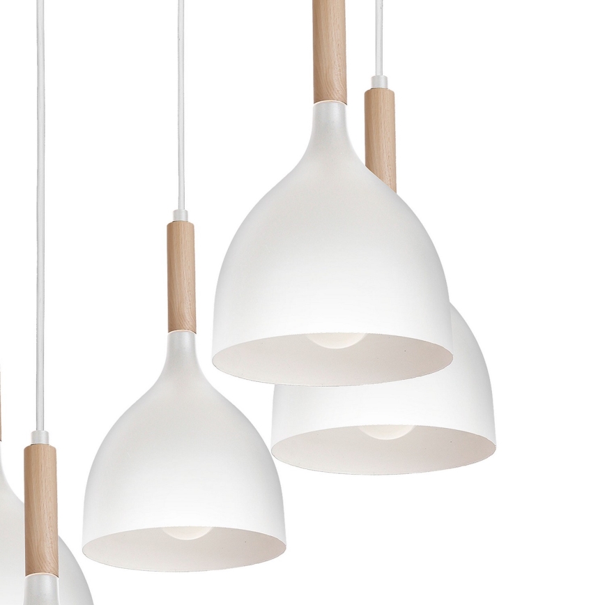 Hängeleuchte NOAK WOOD 5xE27/15W/230V weiß/Buche