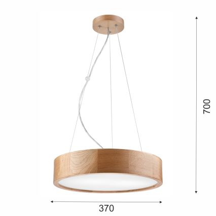 Hängeleuchte OAK 2xE27/60W/230V Eiche ø 37 cm