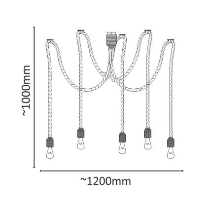 Hängeleuchte ROPE CASA 5xE27/12W/230V Spinne